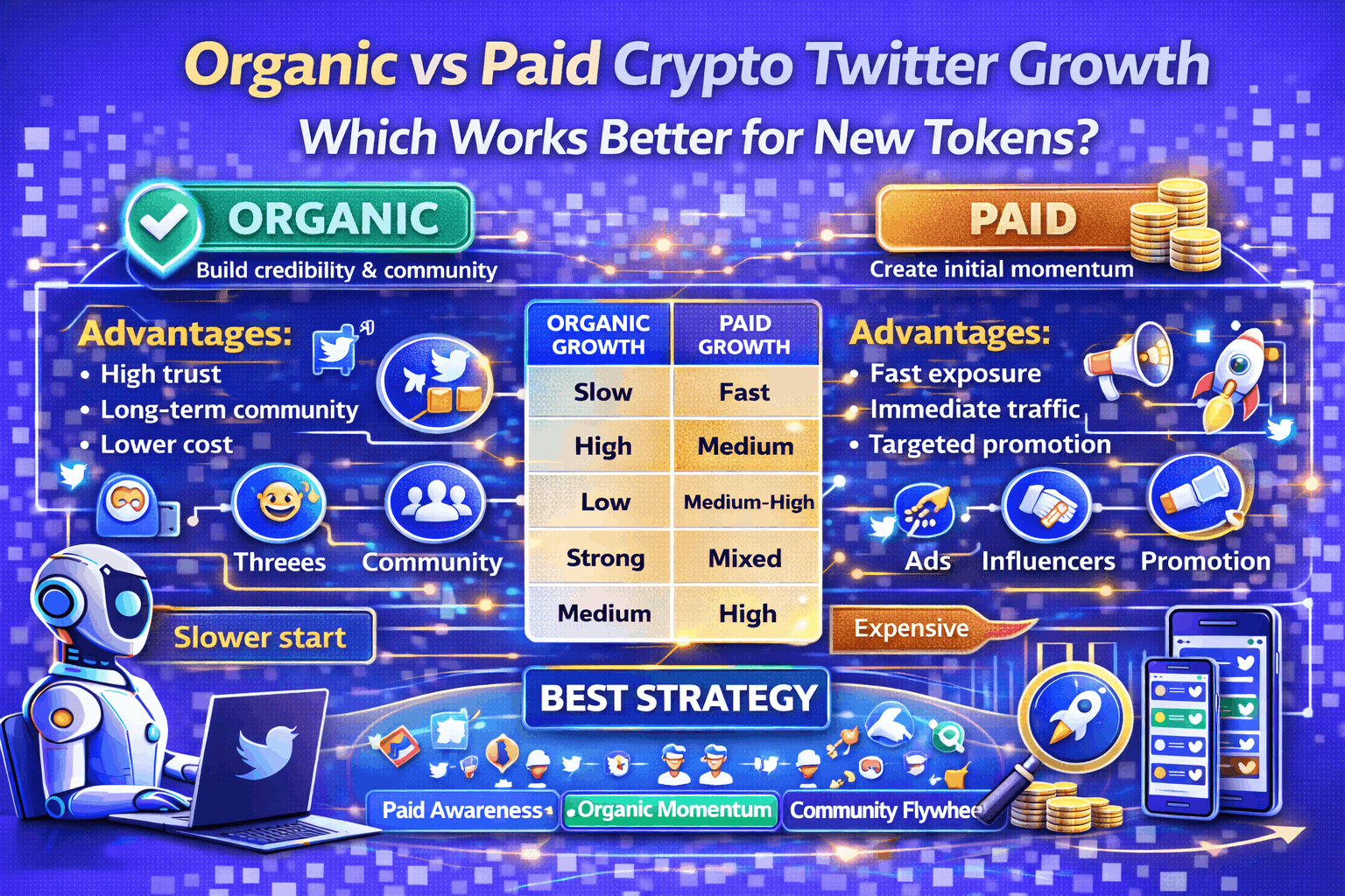 Organic vs Paid Crypto Twitter Growth