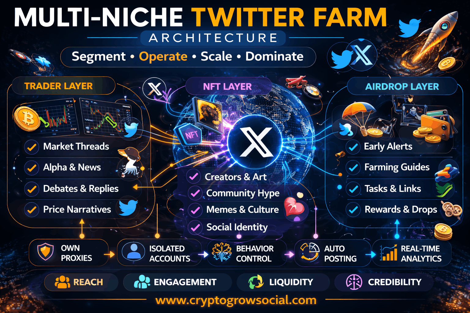 Multi-Niche Twitter Farm Architecture 