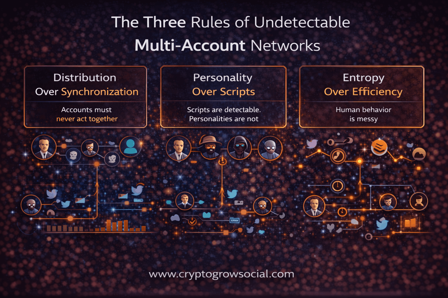 The Three Rules of Undetectable Multi-Account Engagement